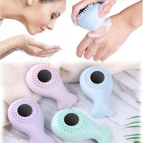 Food grade silica gel baby whale cleanser brush silicone whale face scrub scrub facial scrub brush.